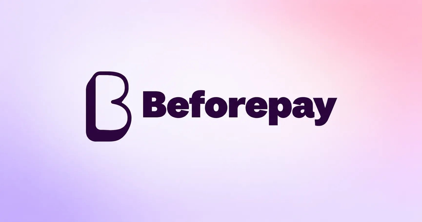 Beforepay logo on gradient purple and pink background