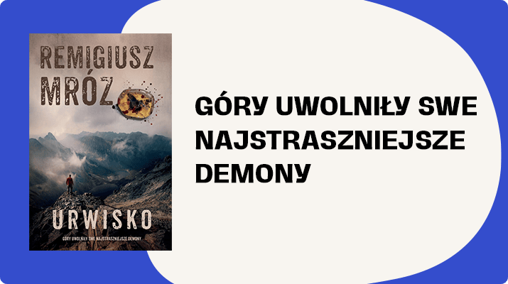 Okładka powieści "Urwisko" Remigiusza Mroza z górskim pejzażem